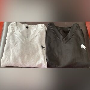 Lot of 2 Shein Curve Ladies Black Gray “Polo” V Neck Sweatshirts Size 4XL